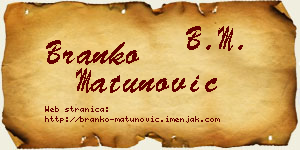 Branko Matunović vizit kartica